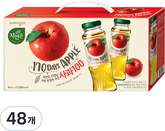 자연은 사과 100, 180ml, 48개