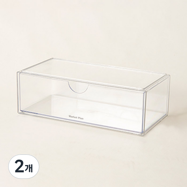 마켓플랜 퓨어 클리어 다용도 화장품 수납함 원슬롯커버, 투명, 2개