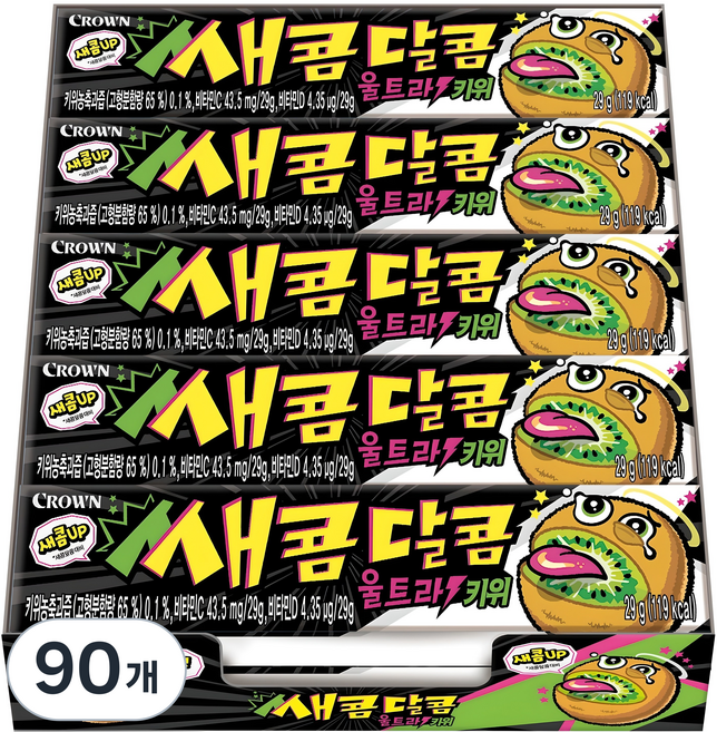 크라운 쌔콤달콤 울트라 키위, 29g, 90개