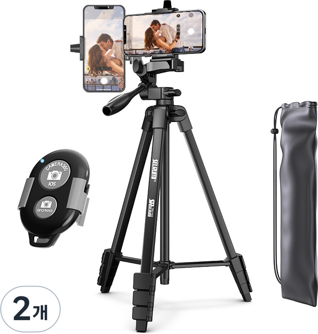 셀루미 136cm 고강성 퍼포먼스 삼각대 + 홀더 + 리모컨 세트, SEL-TRD150A, 삼각대 블랙, 리모컨 블랙, 2개