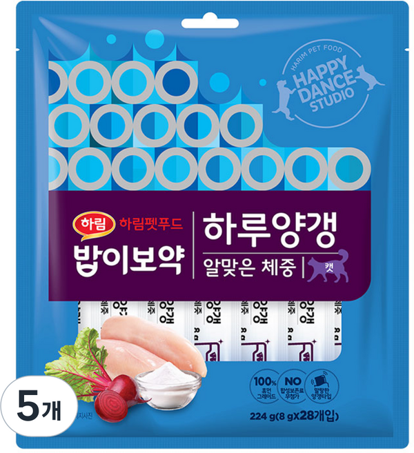하림펫푸드밥이보약 캣 하루양갱, 알맞은 체중, 224g, 5개