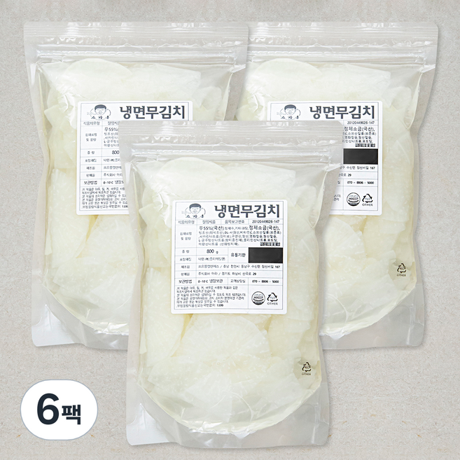 스가홍 냉면무김치, 6팩, 800g