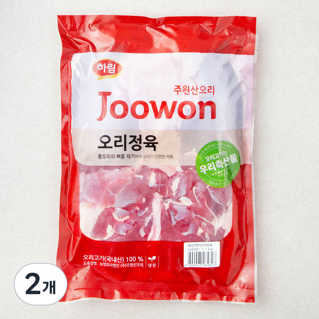 주원산오리 오리정육 뼈없는 통오리 (냉장), 1.1kg, 2개