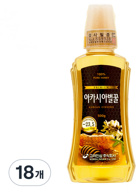 고려인삼 아카시아 벌꿀, 500g, 18개
