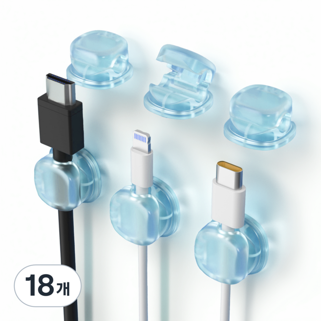 쥬롬 케이블 선정리 홀더, 18개, 블루