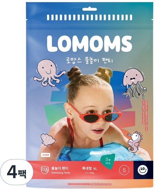 로맘스 물놀이 팬티기저귀 특대형(XL), 5단계, 12매