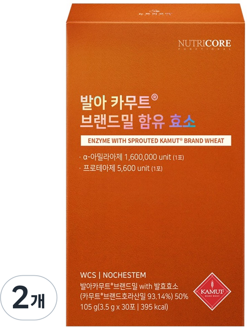 NUTRICORE 發芽卡姆小麥穀物粉酵素 30入, 105g, 2個