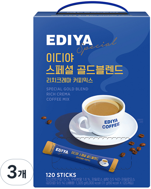 이디야 스페셜 골드블렌드 커피믹스, 11g, 120개입, 3개