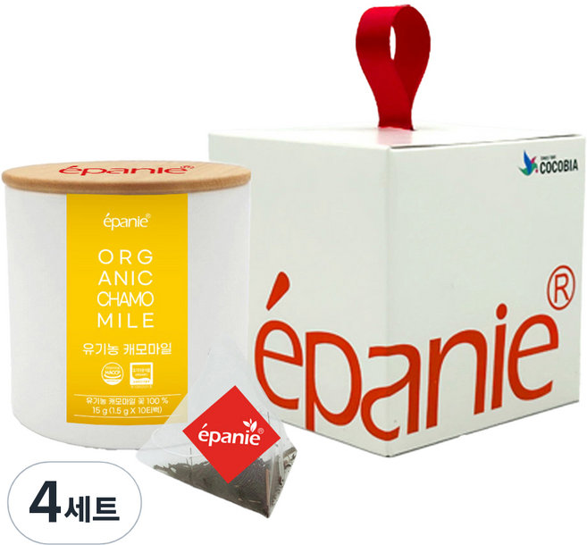 에빠니 클래식 유기농 허브차 캐모마일 지관 선물세트, 4세트, 1.5g, 10개입