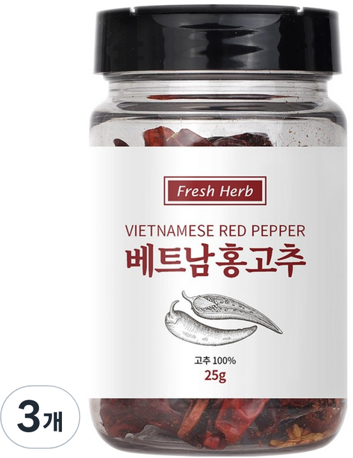 신선약초 베트남 건홍고추, 25g, 3개