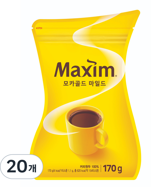 맥심 모카골드 마일드 원두커피믹스, 170g, 1개입, 20개