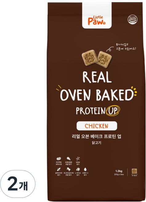 리틀포우 강아지 리얼오븐 베이크 프로틴 업 치킨 건식사료 6p, 1.2kg, 2개, 닭