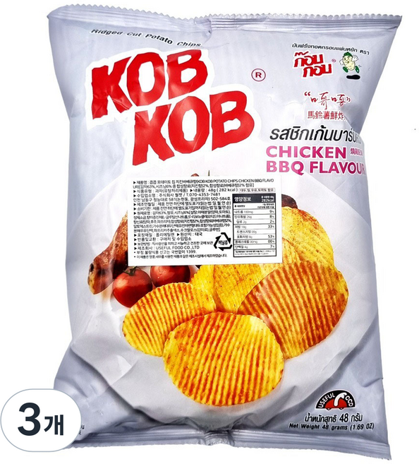유즈풀 콥콥 포테이토 칩 치킨 바베큐향, 3개, 48g