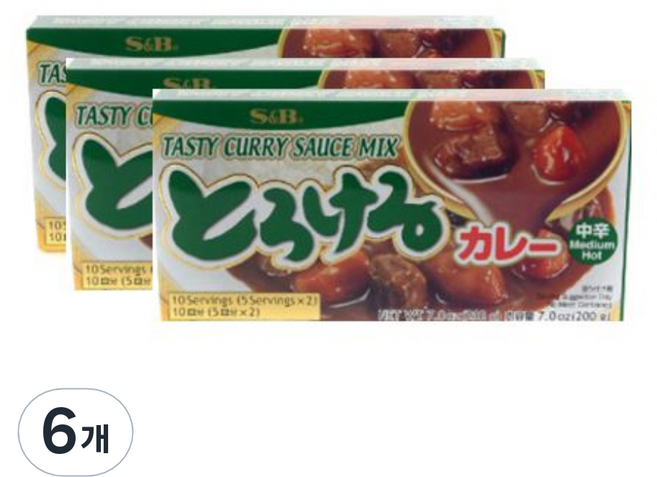 토로케로 카레 중간맛, 200g, 6개