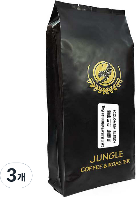 정글커피 콜롬비아 블랜드 원두커피, 1kg, 3개, 핸드드립(중간)