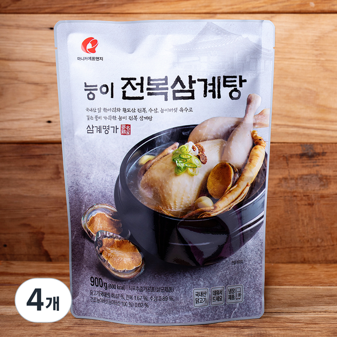 마니커에프앤지 능이 전복삼계탕, 900g, 4개