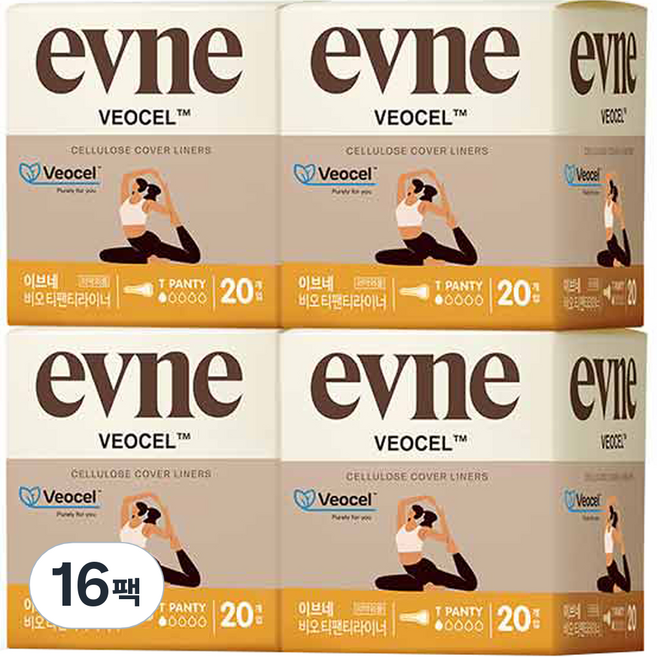 이브네 비오 티 팬티라이너, 일반, 20개입, 16개