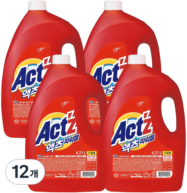 액츠 파워젤 드럼용 액상세제 프레시 플로럴향 본품, 4.21L, 1개입, 12개