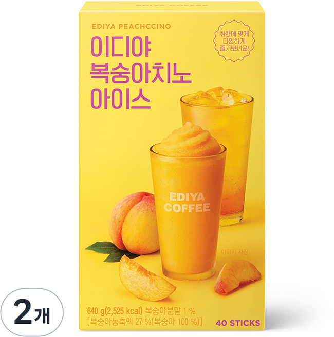 이디야 복숭아 치노 아이스티 분말, 16g, 40개입, 2개