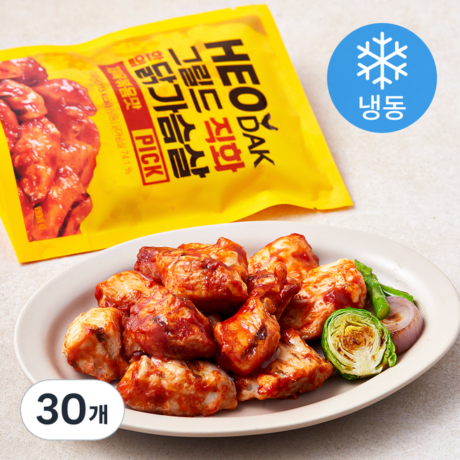 허닭 PICK 그릴드 직화 한입 닭가슴살 제육볶음맛 (냉동), 100g, 1개입, 30개