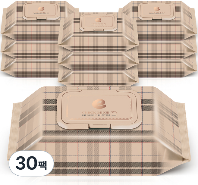 앙블랑 체크 베이지 아기물티슈 유아물티슈 캡형, 68g, 70매, 30세트