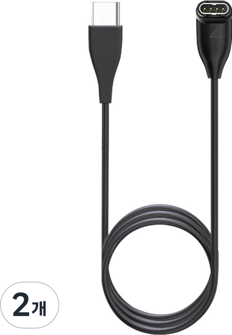 HOHOO Type-C 數據線 擴充底座 充電埠 Garmin充電 L型接頭 手錶 快速充電器, 黑色, 2個, 1m
