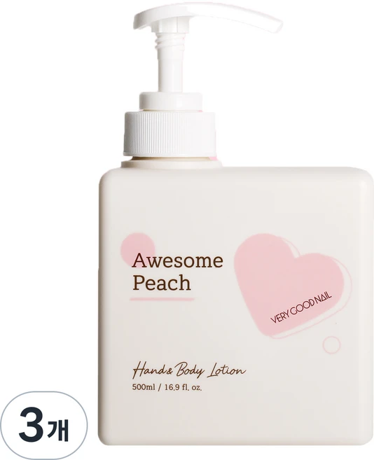 베리굿네일 핸드 앤 바디 로션 어썸피치, 500ml, 3개 - 쿠팡
