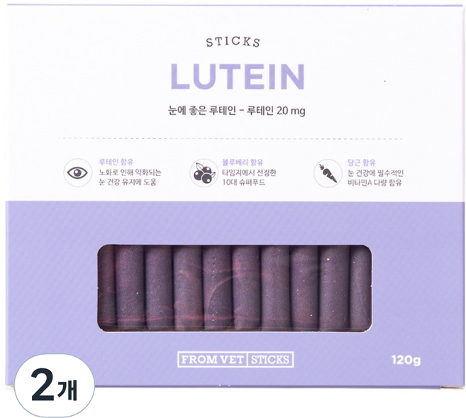 프롬벳 반려동물 순수스틱 루테인 영양제, 120g, 눈물개선/눈건강, 2개
