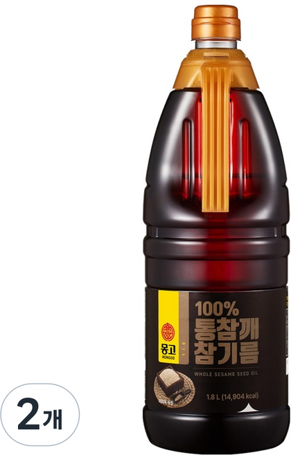 몽고식품 100% 통참깨 참기름, 2개, 1.8L