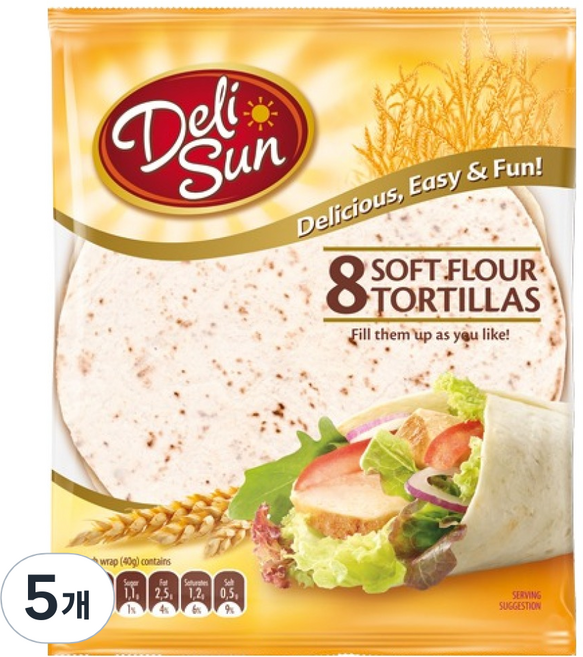 Delibreads Deli Sun 柔軟墨西哥薄餅, 320g, 5個