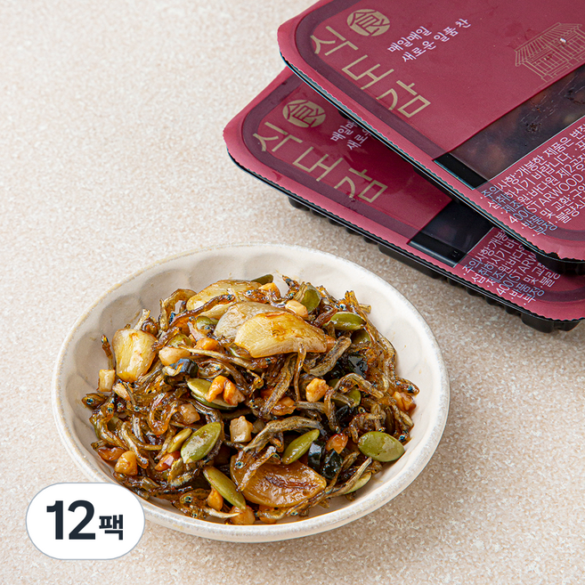 식도감 마늘 멸치볶음 반찬, 70g, 12팩