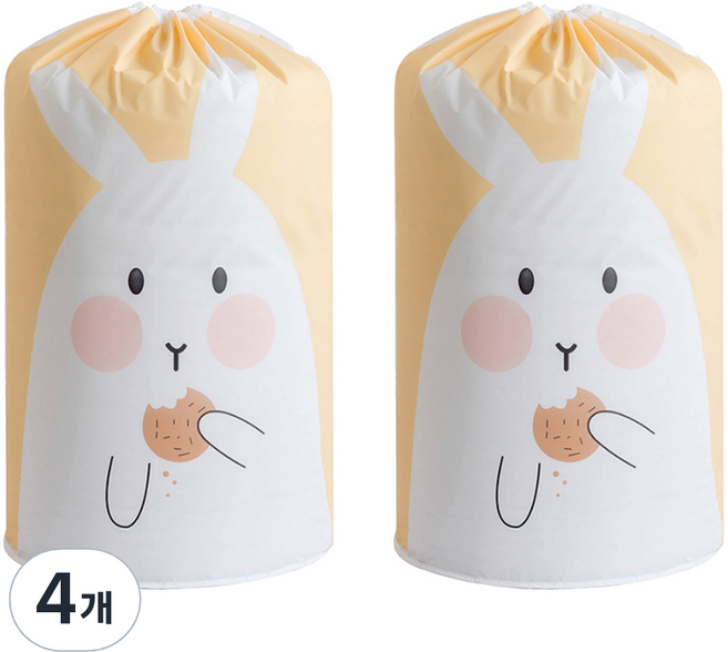 withWIN PEVA 옷 의류 이불 보관주머니, 옐로우토끼, 4개