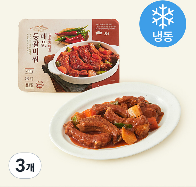 송추가마골 매운 등갈비찜 (냉동), 700g, 3개