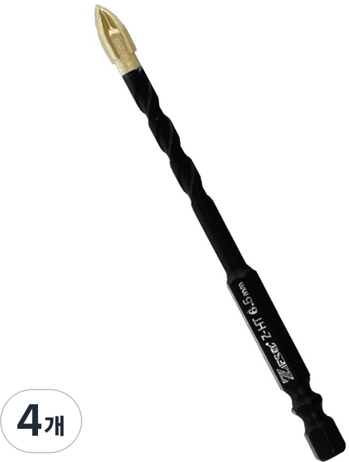 ZEST 多功能鑽頭 箭頭型 4刃 十字鑽頭 混凝土 磁磚 塑膠 Z-HT 6.5mm, 4個