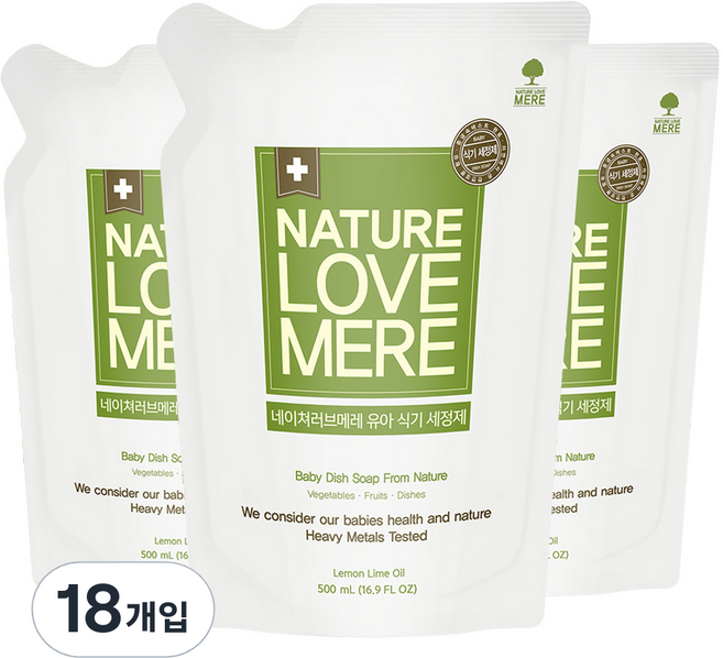 네이쳐러브메레 유아 식기세정제 리필, 500ml, 18개