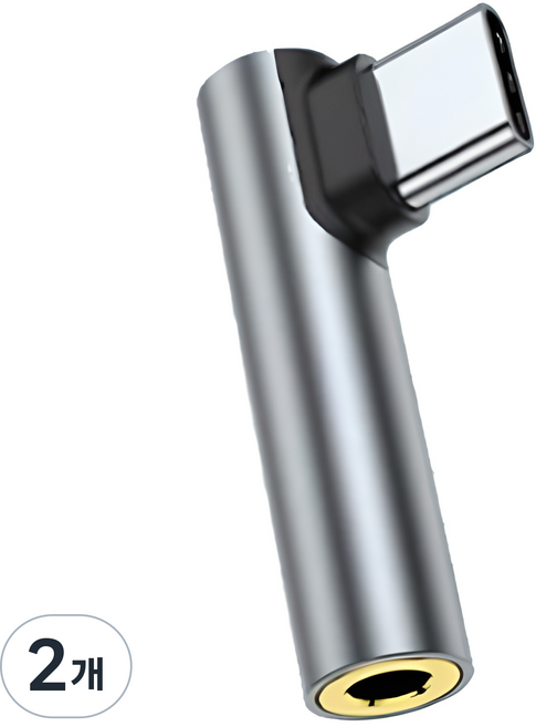 요이치 플레인n USB C타입 TO DAC 내장 오디오 이어폰 젠더, 3.5mm, 다크 그레이, 2개