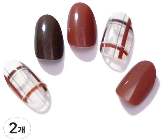 라퀴베메종 엔젤 헤네크 젤 네일 아트 스티커, 2개, 레드 앤 체크