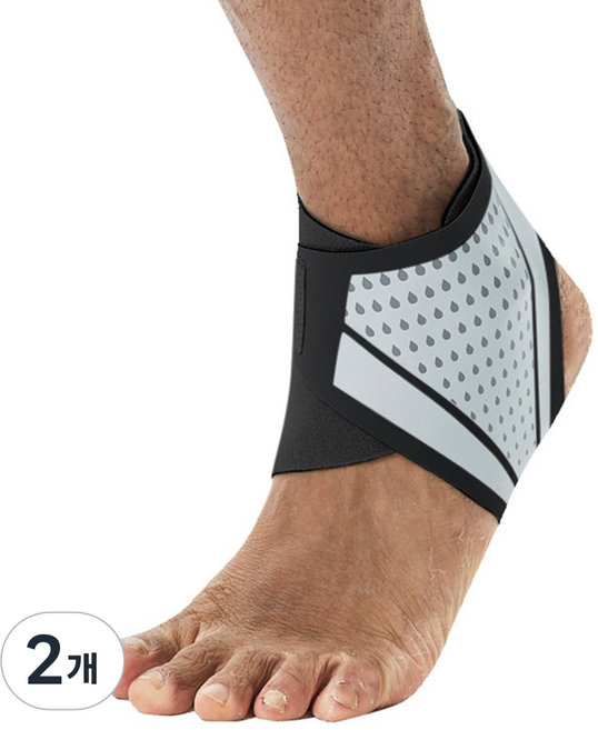오버코드 경량 스포츠 피트니스 발목 관절 고정 보호대 왼발 BRP3595, 블랙, 2개