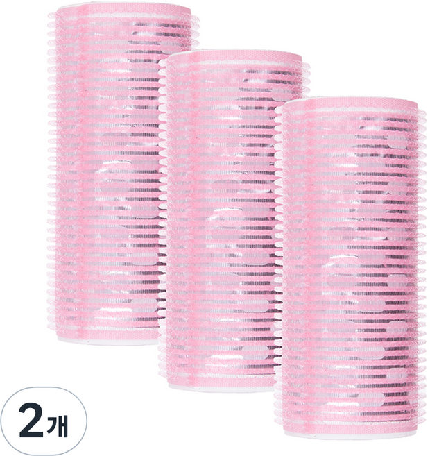 ELLE PARIS 열전도 헤어 앞머리 구르프 긴형 대 3p, 2개, 핑크