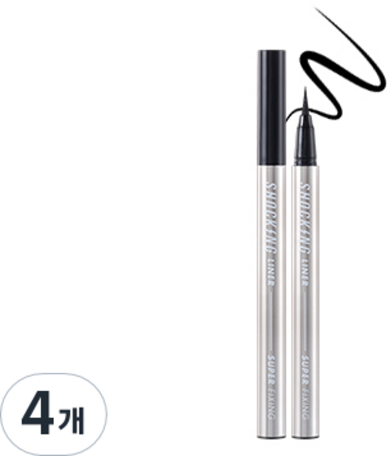 TONYMOLY The Shocking 超強定型純素眼線液, 01BLACK, 4個