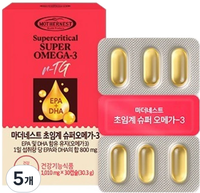 마더네스트 초임계 슈퍼 오메가 3, 5개, 30정 - 쿠팡