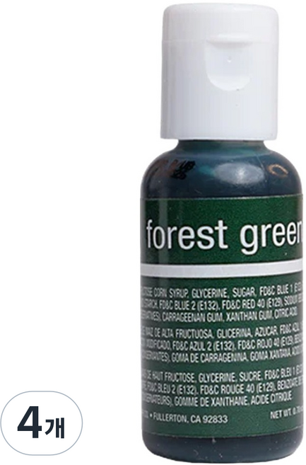 셰프마스터 리쿠아젤 수용성 식용색소 포레스트그린, 20g, 4개