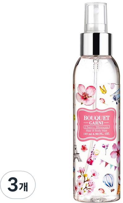 부케가르니 헤어 앤 바디미스트 체리블라썸, 145ml, 3개