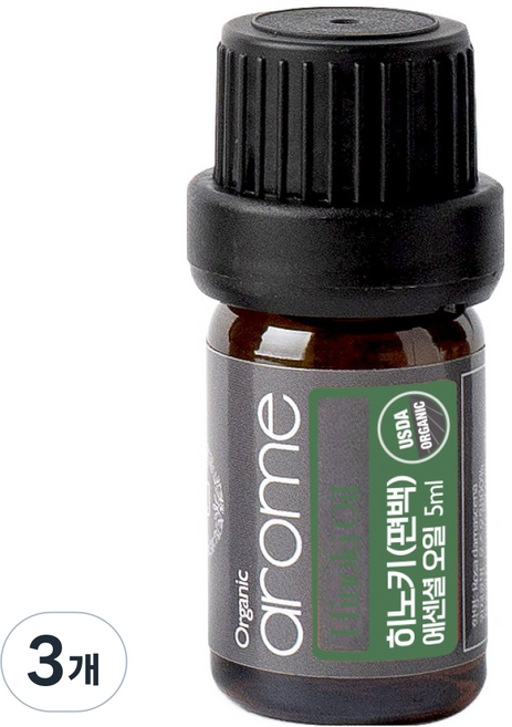 퓨어스 히노키 에센셜 오일, 3개, 5ml