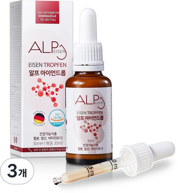 알프뉴트리션 알프 아이언드롭 3중 기능성 액상형 철분제, 30ml, 3개 - 쿠팡