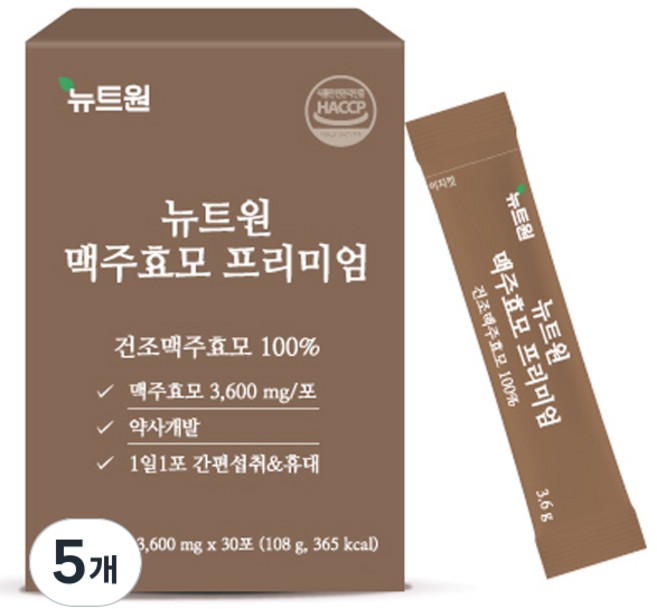 Nyuteuwon 頂級啤酒酵母 30入, 5個, 108g