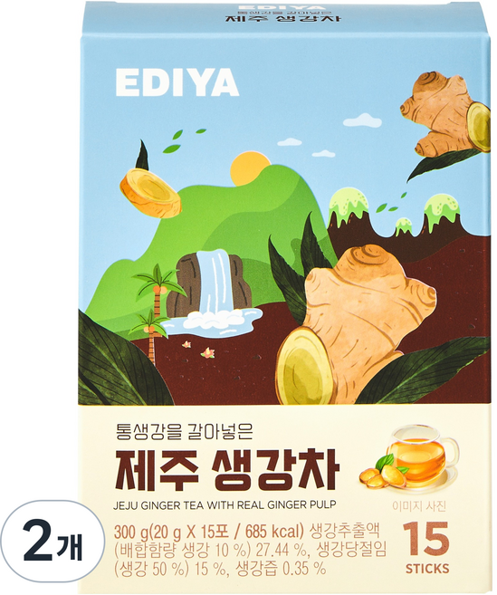 EDIYA COFFEE 使用研磨全生薑的濟州生薑茶, 20g, 2個, 15入