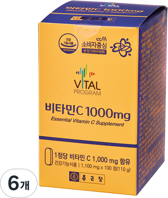 종근당 비타민씨정 1000mg 고용량 비타민C, 100정, 6개