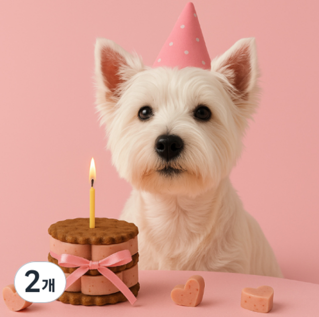 뽀뽀제과 강아지 수제간식 하트 케이크 (냉동), 220g, 2개, 딸기