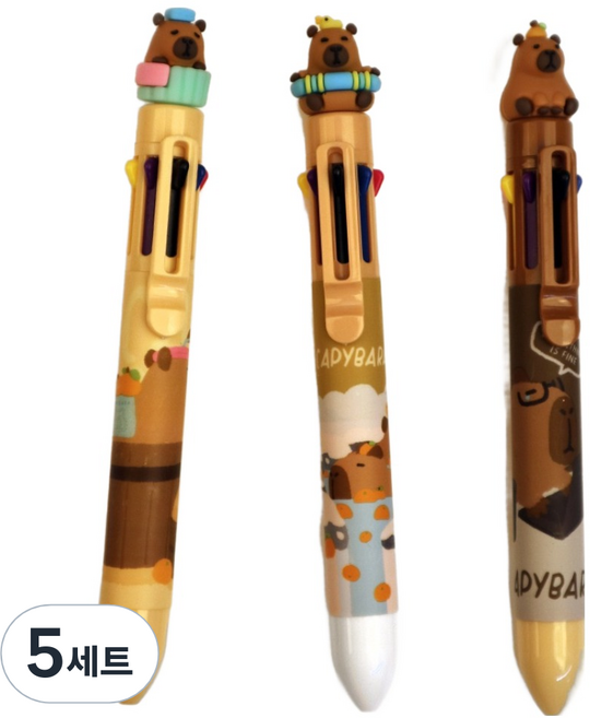 MS Cutybara 水豚8色原子筆3入組 0.7mm, 5套, 混合色